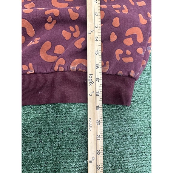 Marine Layer Sweatshirt Womens Medium Burgundy Leopard Print Crewneck Pullover - Picture 8 of 9